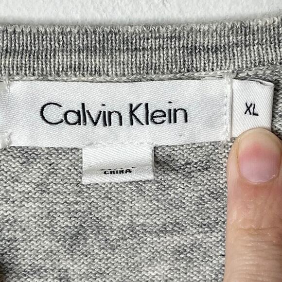 Calvin Klein Women's Sweater XL Heather Gray Notched Neck Raglan Long Sleeve - Picture 7 of 9